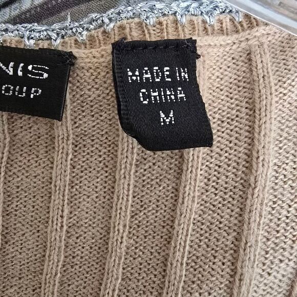 PAMELA DENNIS Beige Ribbed Wrap Dress Size Medium - Picture 9 of 9